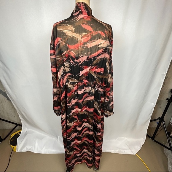 NEW EVRI Multicolor Black Fit & Flare Midi Dress with Bow Tie Plus Size 3X - Picture 5 of 17